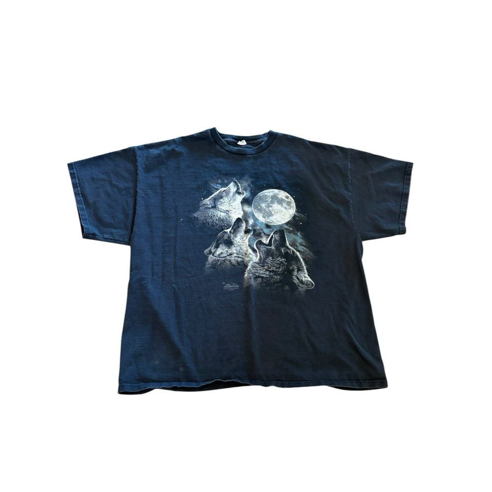 Vintage 2007 The Mountain Wolf Animal Nature Moon Blue XL T-Shirt